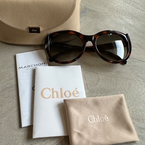CHLOE Tortoise Shell Cat-eye Sunglasses with Arrow Detail, New - Picture 3 of 11